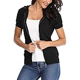 MISS MOLY Women's Zip Up Hoodie Short Sleeves Hooded Jacket Casual Lightweight Sweatshirt with Pockets