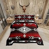 Erosebridal Rustic Western Bedding Sets Queen Southwestern Aztec Comforter Set for Men Boys,Farmhouse Bohemian Geometric Bedding Comforter Sets Exotic Ethnic American Native Quilt Duvet 3 Pcs