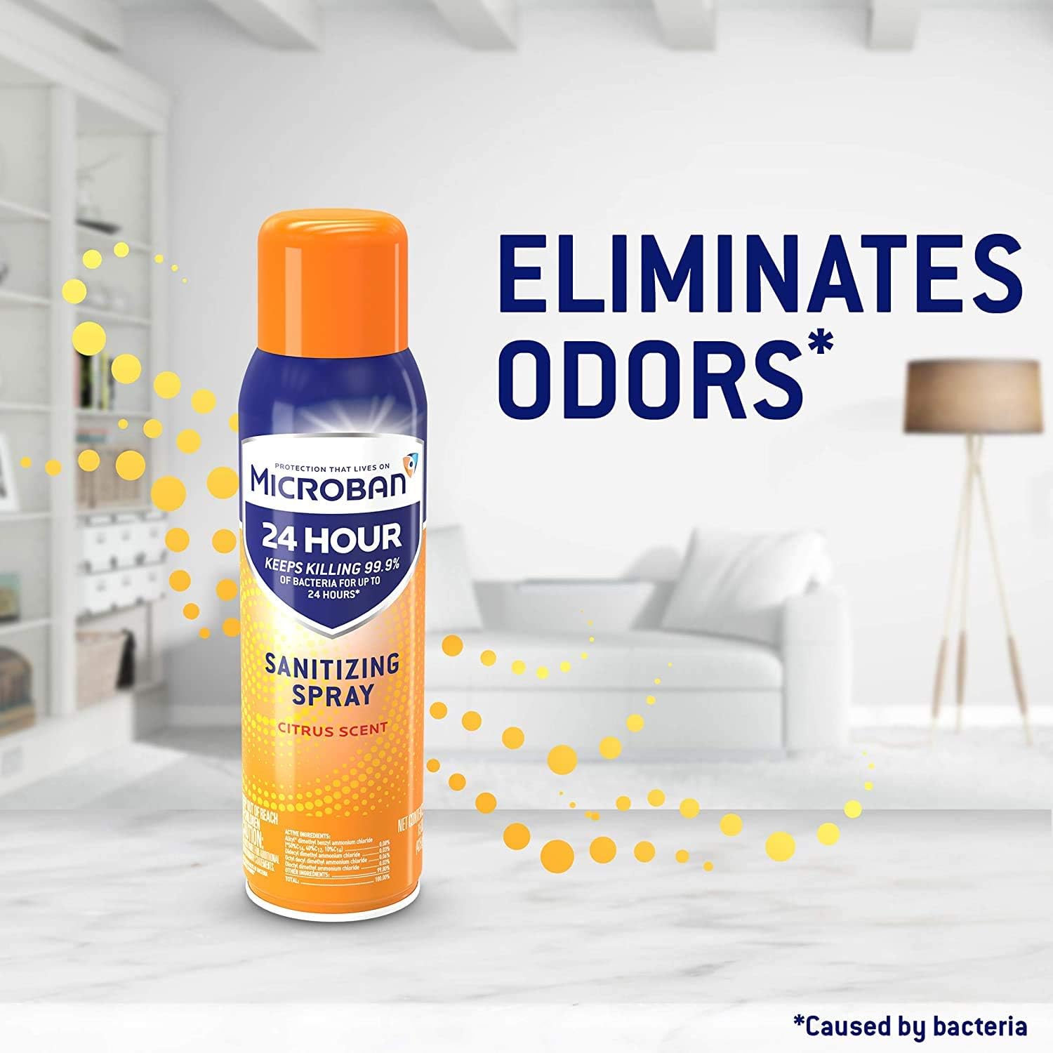Microban Disinfectant Spray, 24 Hour Sanitizing and Antibacterial Spray, Sanitizing Spray, Citrus Scent, 2 Count, 15 fl oz Each: Health & Personal Care