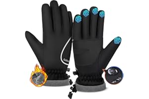 GoSkala Winter Gloves for Women Men, Waterproof and Warm, Thermal with Touchscreen Fingers Gloves for Cold Weather Cycling Running Working Outdoor Activities, Black