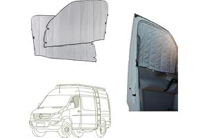 VanEssential Insulated Magnetic Blackout Front Door Window Covers (Pair) Designed for Mercedes-Benz NCV3 (Van Years 2007 to 2018) - Cool Gray