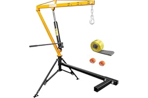 CAMMOO 1000lbs Receiver Hitch Mounted Hydraulic 360° Swivel Truck Crane with 3 Boom Capacity Options: 500lbs, 750lbs, 1000lbs. Ideal for Workshops, Construction, Agriculture, and Logging,Yellow
