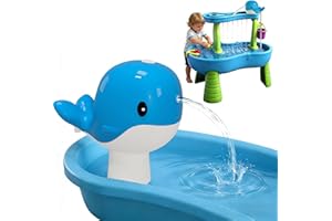 Junyobee Water Table Pump - Whale Rechargeable Water Pump for Water Table Accessories - Battery Powered Water Pump Continuous Flow 3 Hours Non-Stop Fun - Summer Outdoor Water Toys (Blue)