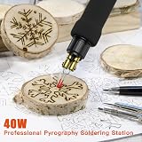 Preciva Wood Burning Pyrography Kit 40W 250-750°C 20 Tips Soldering Station view 6
