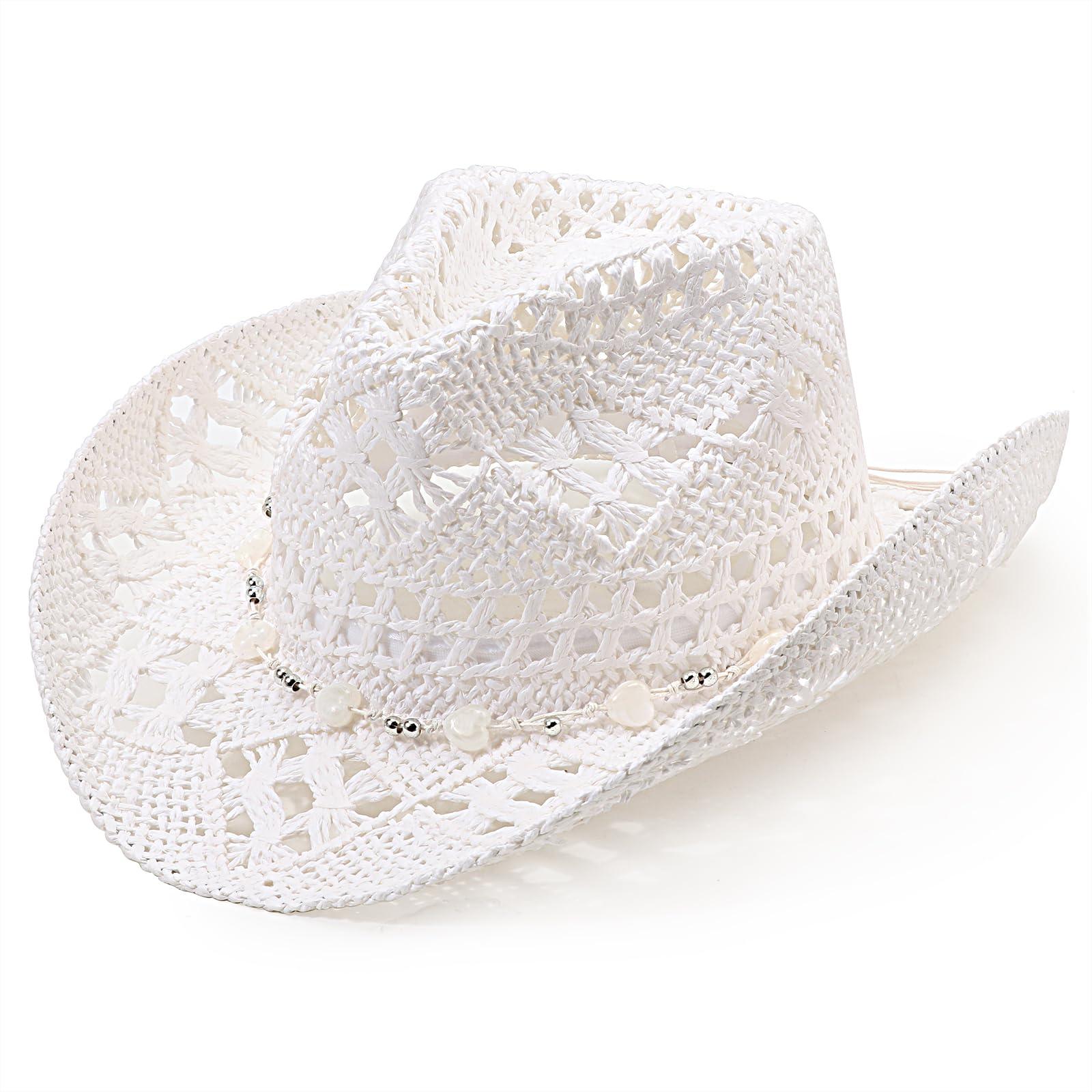 Photo 1 of DRESHOW Straw Cowboy Cowgirl Hat for Women Men Western Coastal Cowboy Beach Hat with Shapeable Brim Unisex Rolled up Caps