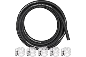 Ruikarhop 3/8" ID Fuel Hose Line 25FT NBR Rubber Push Lock Hose SAE 30R7 300PSI With 10 Clamps for Small Engines