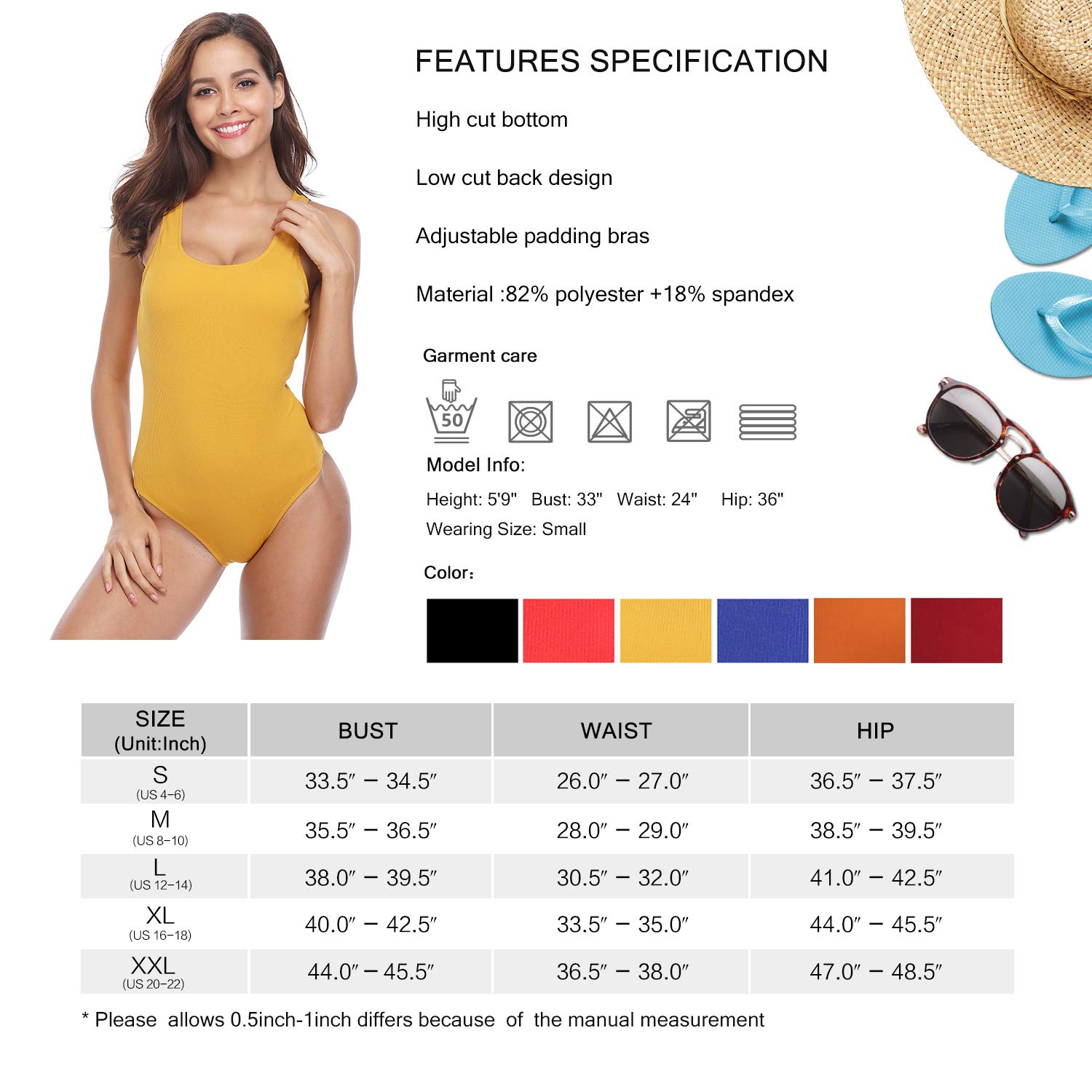 MarianVida Women One Piece Swimsuit Low Cut Back Bathing Suit