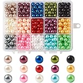 KISSITTY 495Pcs/box Assorted Colors 8mm No Hole Acrylic Faux Pearl Beads Undrilled Luster Round Pearl Loose Beads for Vase Fillers Wedding Party Hair Brooch Decoration Jewelry Craft Making