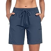CHRLEISURE Women's Hiking Cargo Shorts, 7'' Zipper Pockets Quick Lightweight Summer Shorts for Women Athletic Golf