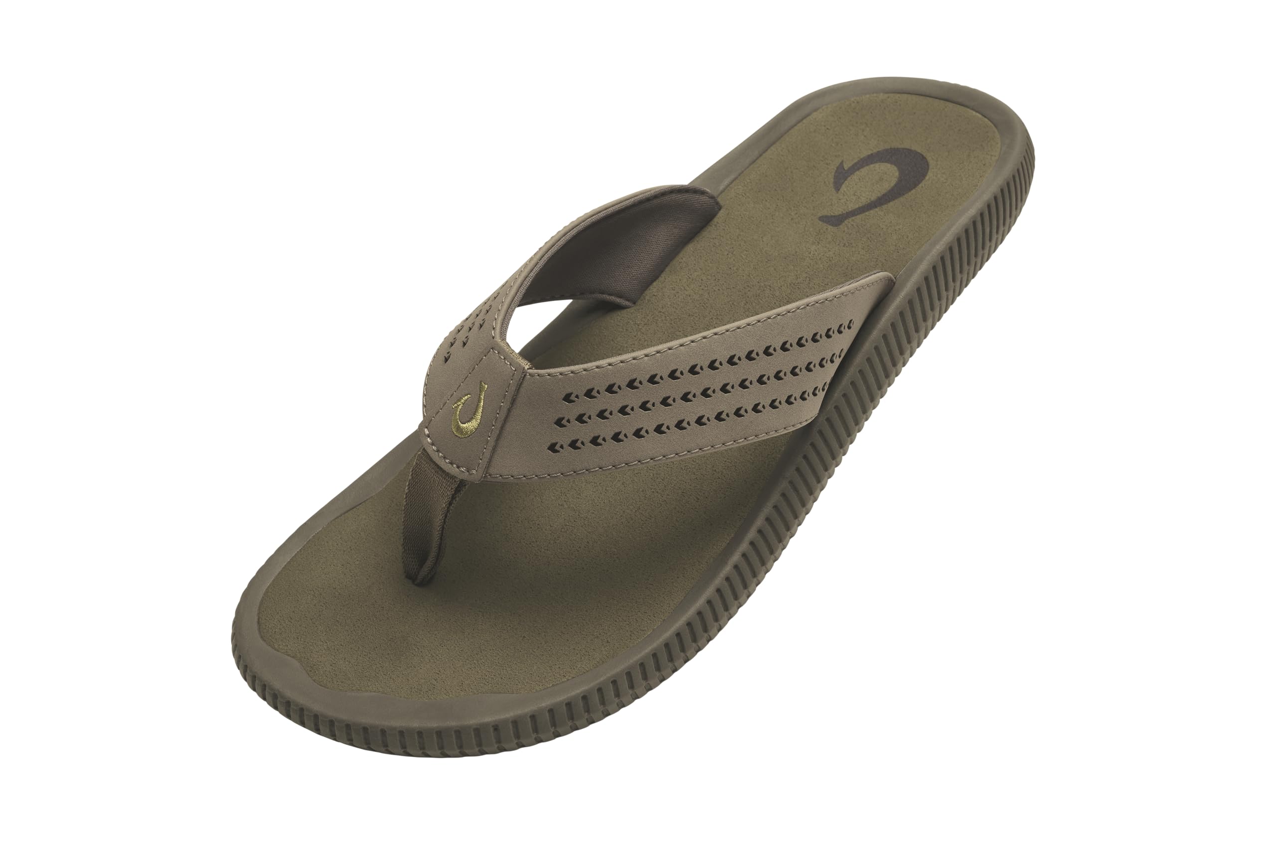 OLUKAI Ulele Men's Beach Sandals, Water Resistant Flip Flops, Arch Support & Comfort Fit, Lightweight & Durable, Enhanced Grip & Traction, Mustang/Mineral, 8 Image