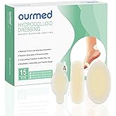 Ourmed Hydrocolloid Gel Bandges Variety Sizes, 15 Count, Adhesive Waterproof Blister Pads for Toe, Foot, Joints, Wound Care Recovery