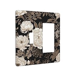 Outlet Covers Black Gold Flowers Leaves Botanical