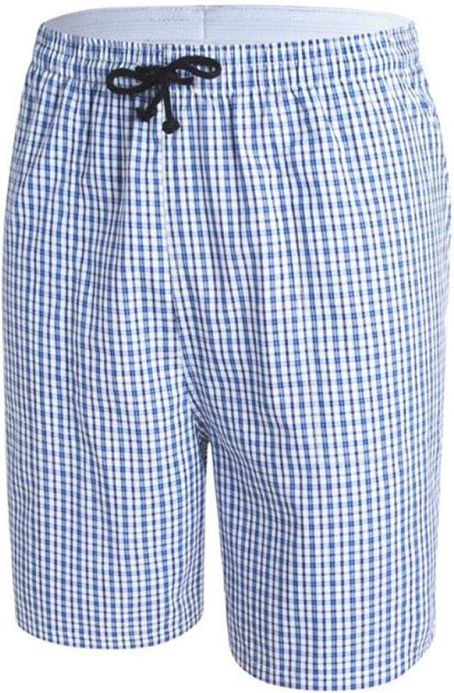 UNKNO Men'S Pajama Bottoms Short Checked Cotton Night Shorts Lounge
