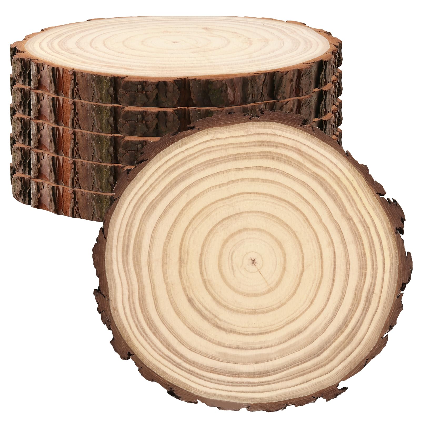 KOHAND 6 Pcs Natural Wood Slices, 20-23cm Unfinished Wooden Circles, Wooden Discs Large Round Wood Slices for Crafts Wedding Decorations