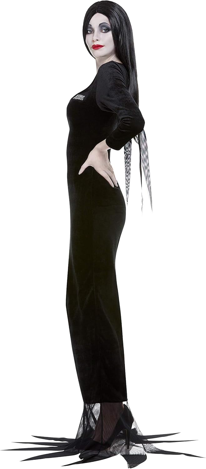 Smiffys The Addams Family Morticia Costume, Adult, Black Dress & Wig, Officially Licensed - Image 3