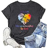 NEWKA Be Kind Shirt for Women Kindness Inspirational Tshirt Casual Rainbow Short Sleeve