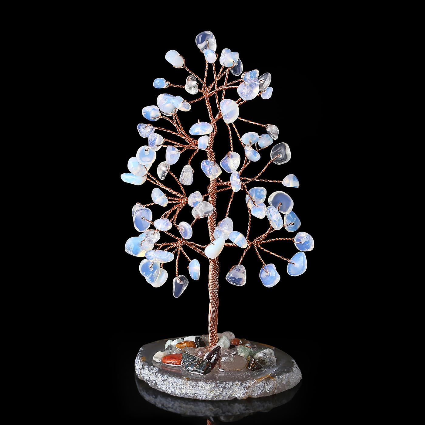 XIANNVXI Healing Crystal Opalite Crystal Tree,Opal Gemstones Tree Lucky Money Tree Reiki Feng Shui Gift Spiritual Gift Desk Shelf Decor