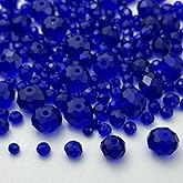 Xinhongo 600pcs Crystal Glass Beads 3mm 4mm 6mm 8mm 10mm Rondelle Faceted Crystal Beads Spacer Beads for Necklace Bracelet Earrings DIY Jewelry Crafts Making Supplies(Deep Blue)