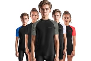 Exxact Sports Kids BJJ Rash Guard Short Sleeve, Ranked No Gi Jiu Jitsu Compression Shirt for Boys & Girls for MMA, Wrestling