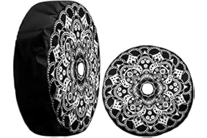 KiuLoam Tribal Ethnic Floral Mandala Spare Tire Cover with Backup Camera Hole Universal Sunscreen Waterproof Wheel Covers for Trailer RV SUV Truck and Many Vehicles (16" for Diameter 29"-31")