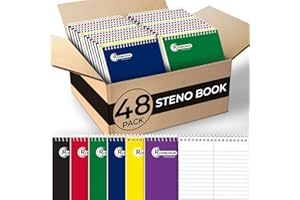 Rosmonde 48 Pack Bulk Spiral Steno Book, 6" x 9" Gregg Ruled Steno Notebook, 80 Sheets (160 Pages), Assorted Covers, Bulk Steno Notebooks for Writing Notes in Office, School, College, Spiral Note Pads