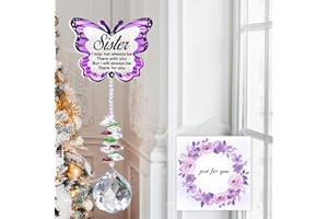 HAKUMATA Mothers Day Best Gifts for Sister, Sister Birthday Gifts, Big Sister Presents - Butterfly Crystal Suncatcher for Window Hanging