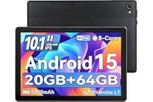 Jeazans Tablet,10.1 Inch Android 15 Tablet with 20GB RAM 64GB ROM 1TB Expansion, Octa-core Processor, 5MP+8MP Camera, Widevin