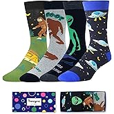 Funny Socks for Men - Christmas Shark Space Gifts Alien Bigfoot Socks for Men 4 Pack