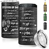 Aorailep Step Dad Gifts Tumbler, 4-IN-1 Can Cooler 16 Oz Stainless Steel Tumbler, Father's Day Birthday Retirement Gift for Bonus Dad from Step Daughter Son
