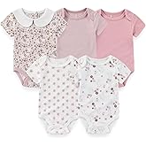 BIGBIGKISS Baby Boy Girl Bodysuit 5 Pack Cotton Short Sleeve Romper Soft Baby Clothes Outfit 0-12 Month
