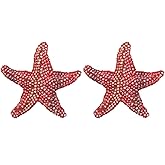 Starfish Stud Earrings for Women Rhinestone Big Starfish Earrings Vintage Boho Ocean Earrings Summer Beach Jewelry Gift for Women