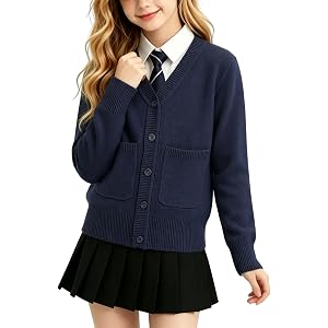 Girls Cardigan Sweater Long Sleeve Lightweight Dressy Knit School Uniforms | Fall Fashion Outfits, Back To School Clothing Fo