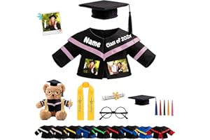 FAHOXUMR Personalized Graduation Teddy Bear Clothes with Photo Text, Custom Graduation Stuffed Animal Clothes Fit 8-16inch St