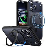 JETech 360 Degree Rotatable Ring Case for iPhone 17 Pro 6.3-Inch with Camera Control Button, Compatible with MagSafe, Slim Shockproof Phone Cover with Stand & Ring Holder (Black)