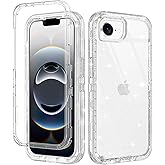 I-HONVA for iPhone 16e Case 2025 Clear [Non Yellowing] Shockproof Dust/Drop Proof 3-Layer Protection [Without Screen Protector] Rugged Heavy Duty Cover for Apple iPhone 16e 6.1",Clear Glitter