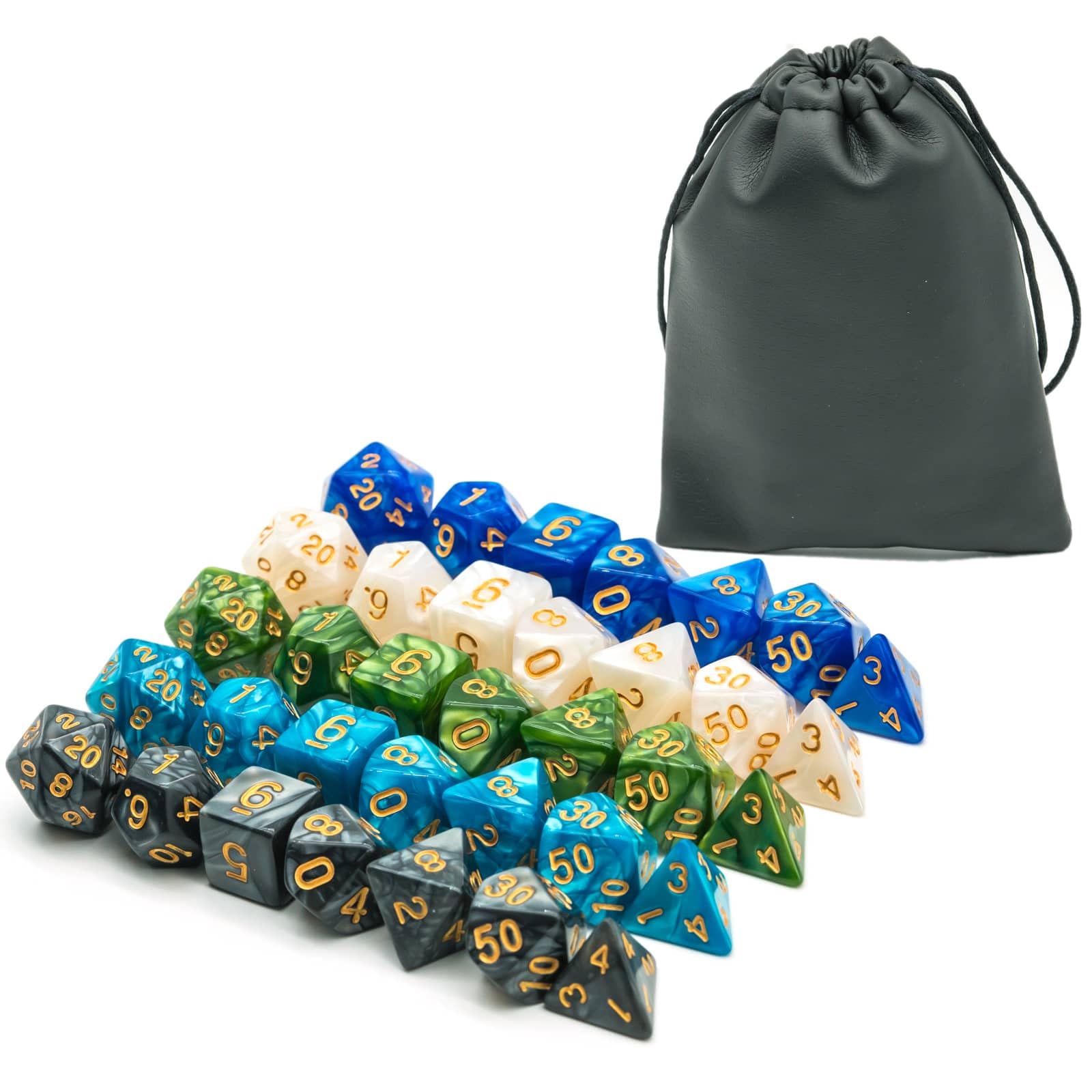 Cusdie 5 Sets/35 Pcs DND Dice Polyhedral Dice Set, Pearl Pattern D&D Dice Set for Dungeons and Dragons, RPG, Table Games โ image 1