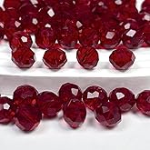CRZSEELL 500pcs Glass Beads Dark Red, 6mm Crystal Beads for Jewelry Making, Briolette Faceted Rondelle Bulk Bead for Crafts DIY, Suncatchers, Bracelets, Earring, Necklace