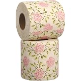 FOMIYES 2 Rolls Floral Toilet Paper, Rose Pattern Toilet Tissue | Bathroom Tissue Hand Towel Napkins with Pink Rose Print for Bathroom, Guest room, office, travel and holiday decor