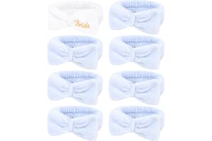 Semato Bachelorette Party Favor Set - Bride & Bridesmaid Spa Headbands (1 Bride + 7 Blue)