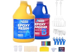 JHKL RESIN Epoxy Resin Kit 1 Gallon Crystal Clear, No Bubble & Not Yellowing Gallon for Casting & Coating, Table Top, Epoxy Resin DIY Jewelry Making, Art Crafts, Wood & Resin to Easy Mix 1:1