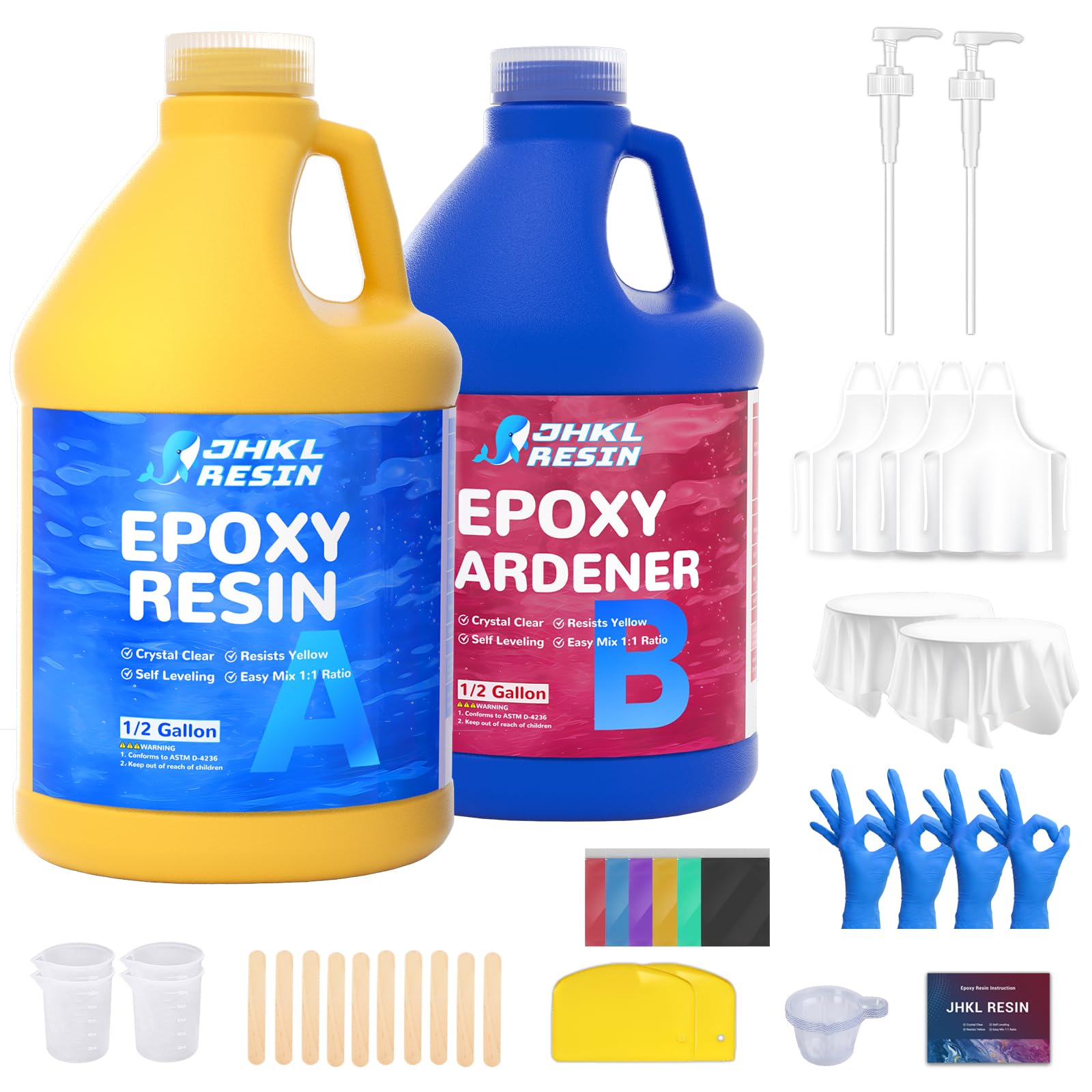 JHKL RESIN Epoxy Resin Kit 1 Gallon Crystal