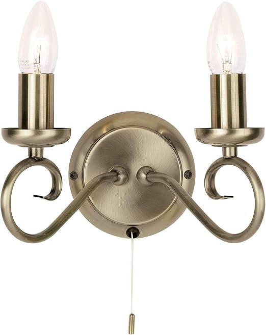 2 Light Candle Wall Light Finish Antique Amazon.co.uk Lighting