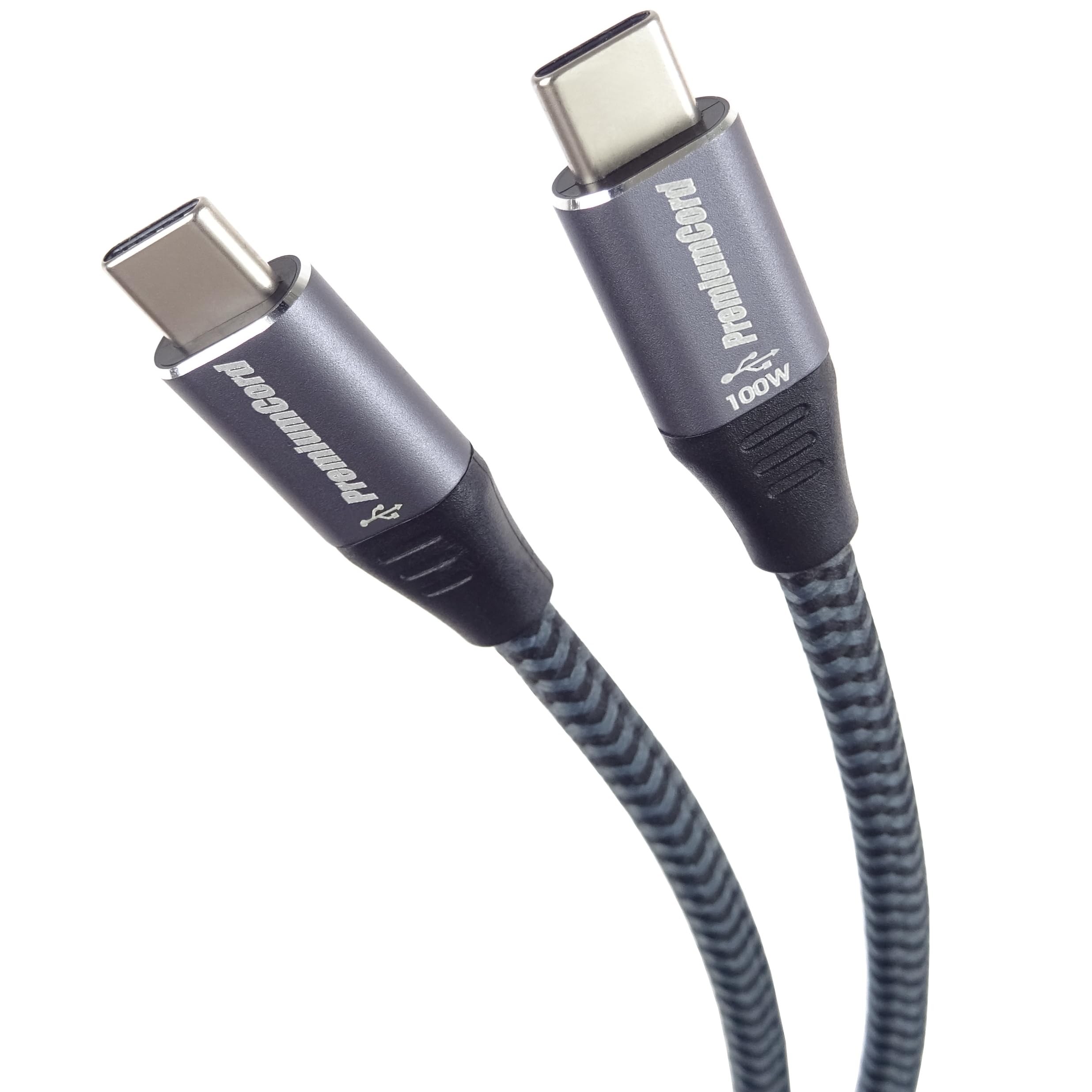 PremiumCord USB-C Connection Cable Charging Cable up to 5 A Power 100 W PD 3.0 / QC 4.0 Data Cable up to 480 Mbit/s USB 2.0 Type C Male Triple Shielding Colour Black Length 1 m