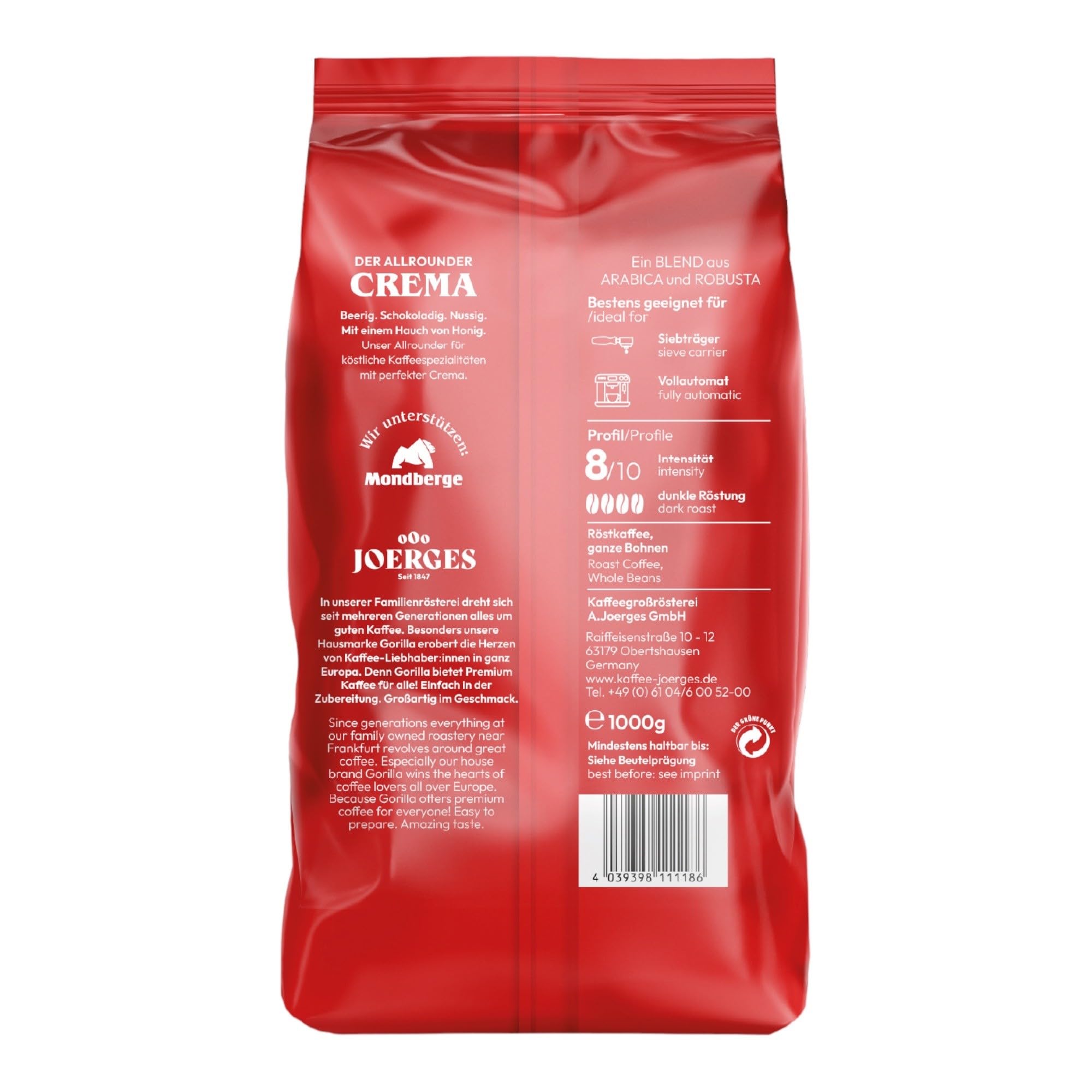 Joerges Espresso Gorilla Super Bar Crema, 5er Pack (5 x 1 kg) Kaffeebohnen 4