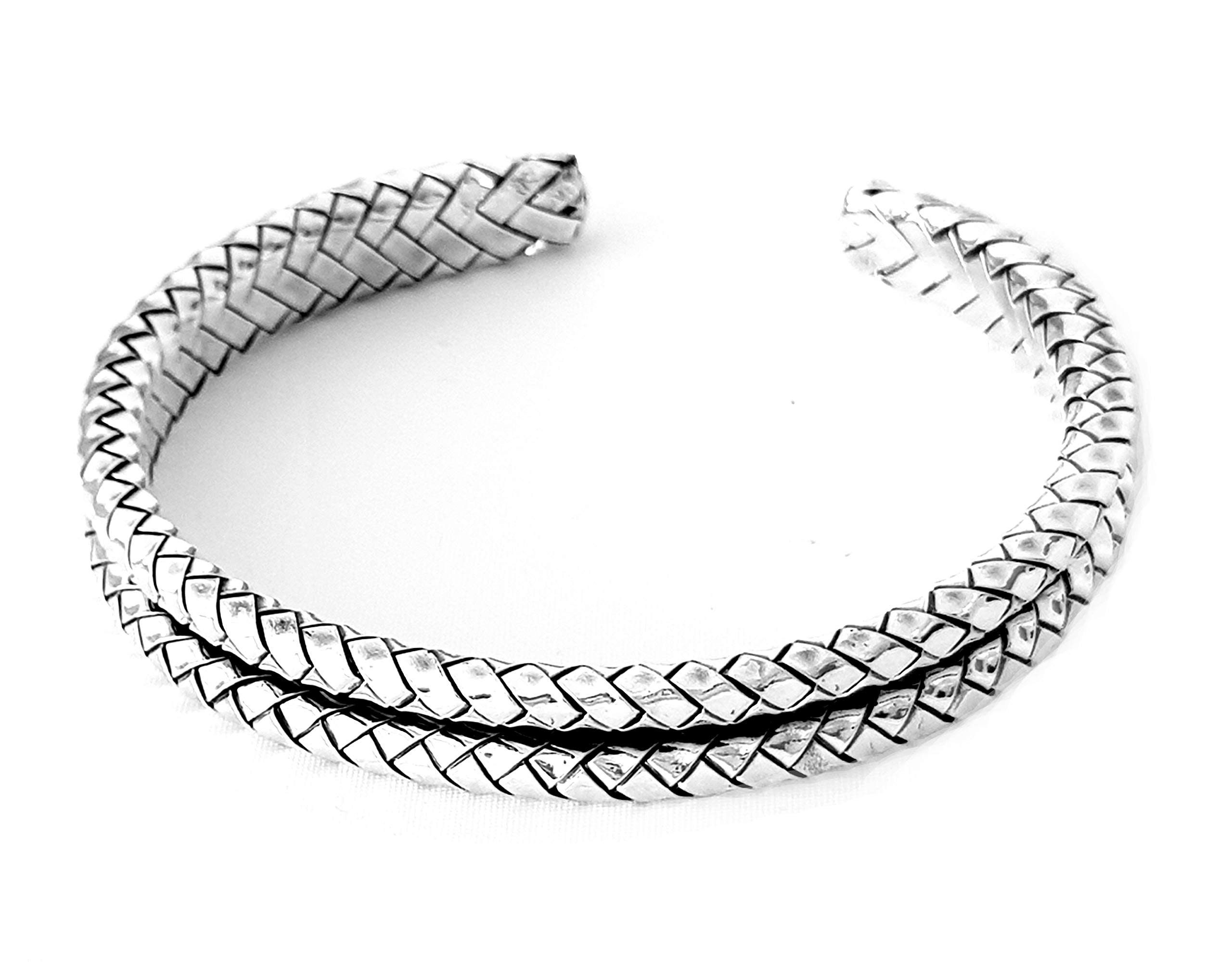 Treasure Bay Double Row Sterling Silver Men Bangle Bracelet Made from 925 Sterling Silver