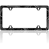 Topographic Map License Plate Frame Topography Line Auto Accessory Bracket Stainless Steel License Plate Holder with Screws for Women Men 6x12 Inch 4 Holes Funny License Plate Frames
