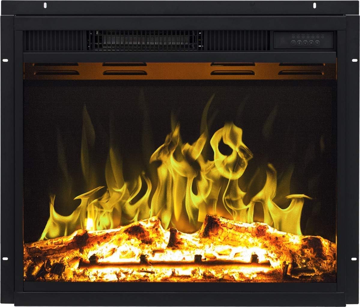 AFLAMO LED 90 - Electric Fireplace Insert - Classic Flame and logs - Energy Saving LED Technology - Remote Control - Adjustable Flame