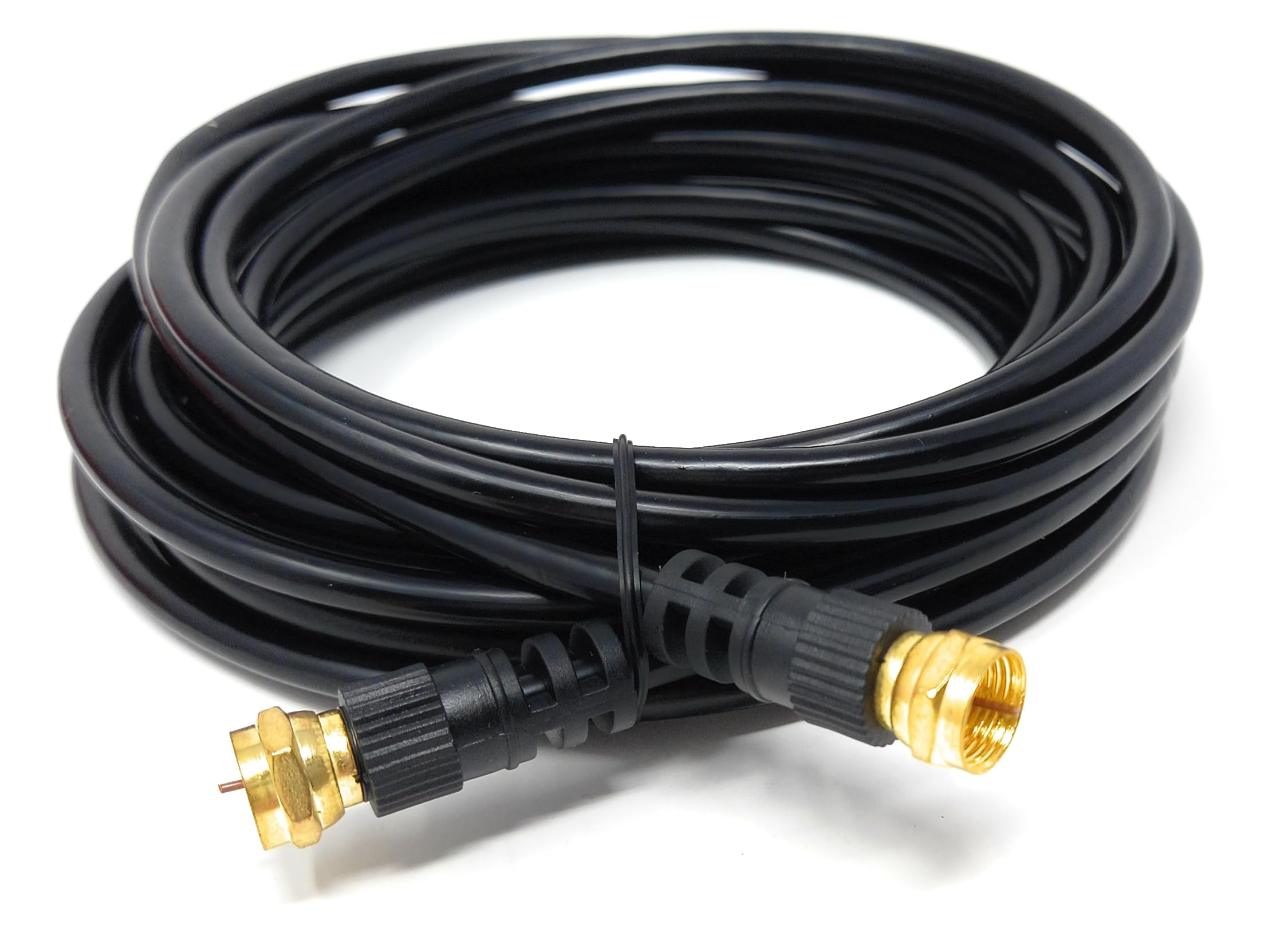 DRUT 5m F-Type Male to Male Coax Coaxial Cable, Extension 75ohm Cord Wire Compatible with Satellite Dish, TV Antenna, Freeview TV, DVD, VCR, SKY HD, Virgin, BT (Black, 5m)