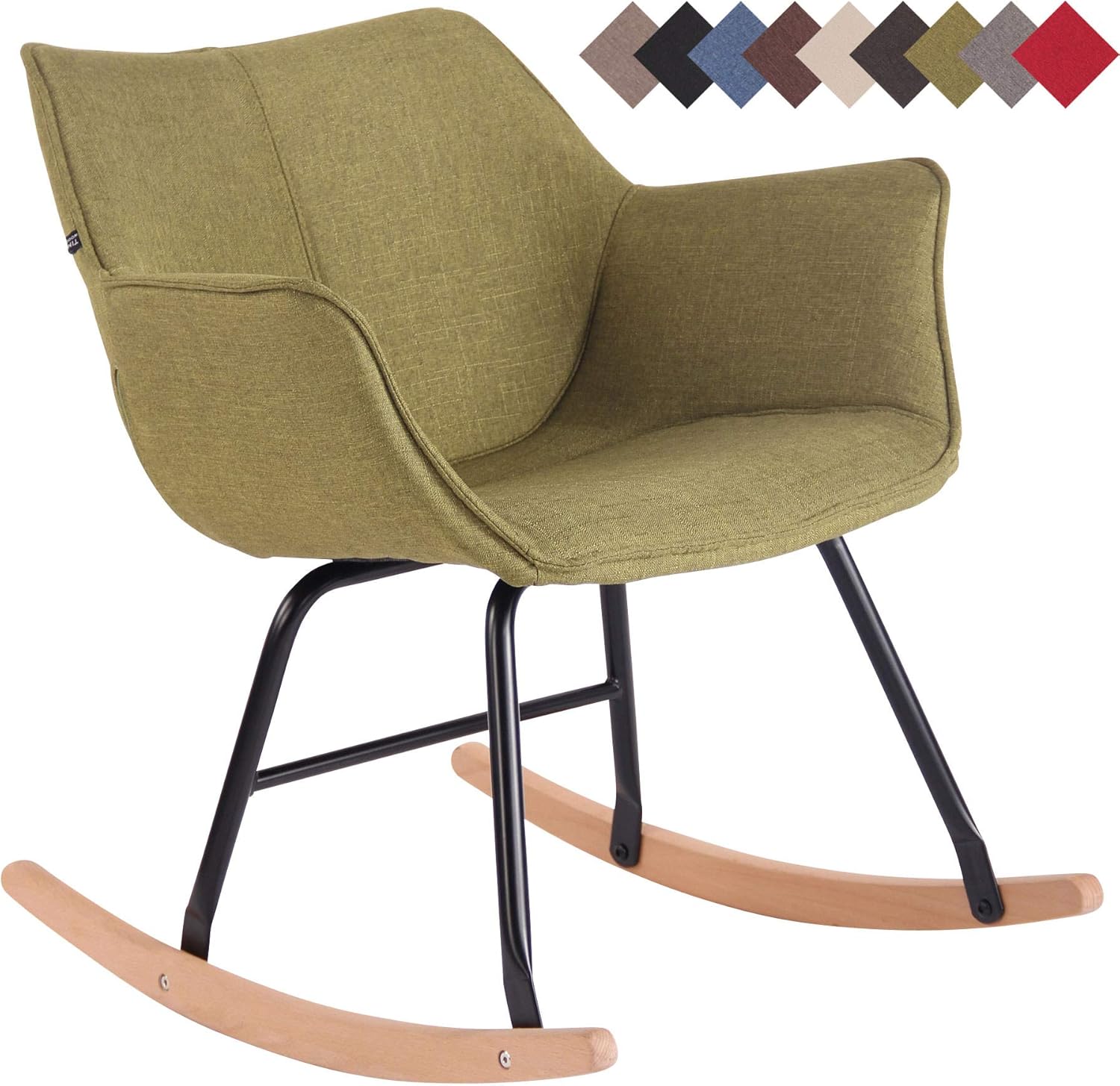 Poltrona A Dondolo In Velluto Crema - Sedia Relax Con Schienale E Braccioli, Base In Legno - Foto 13