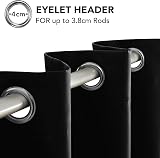 Deconovo Solid Curtains Ring Top Thermal Blackout 140x180 Black 2 Panels view 7
